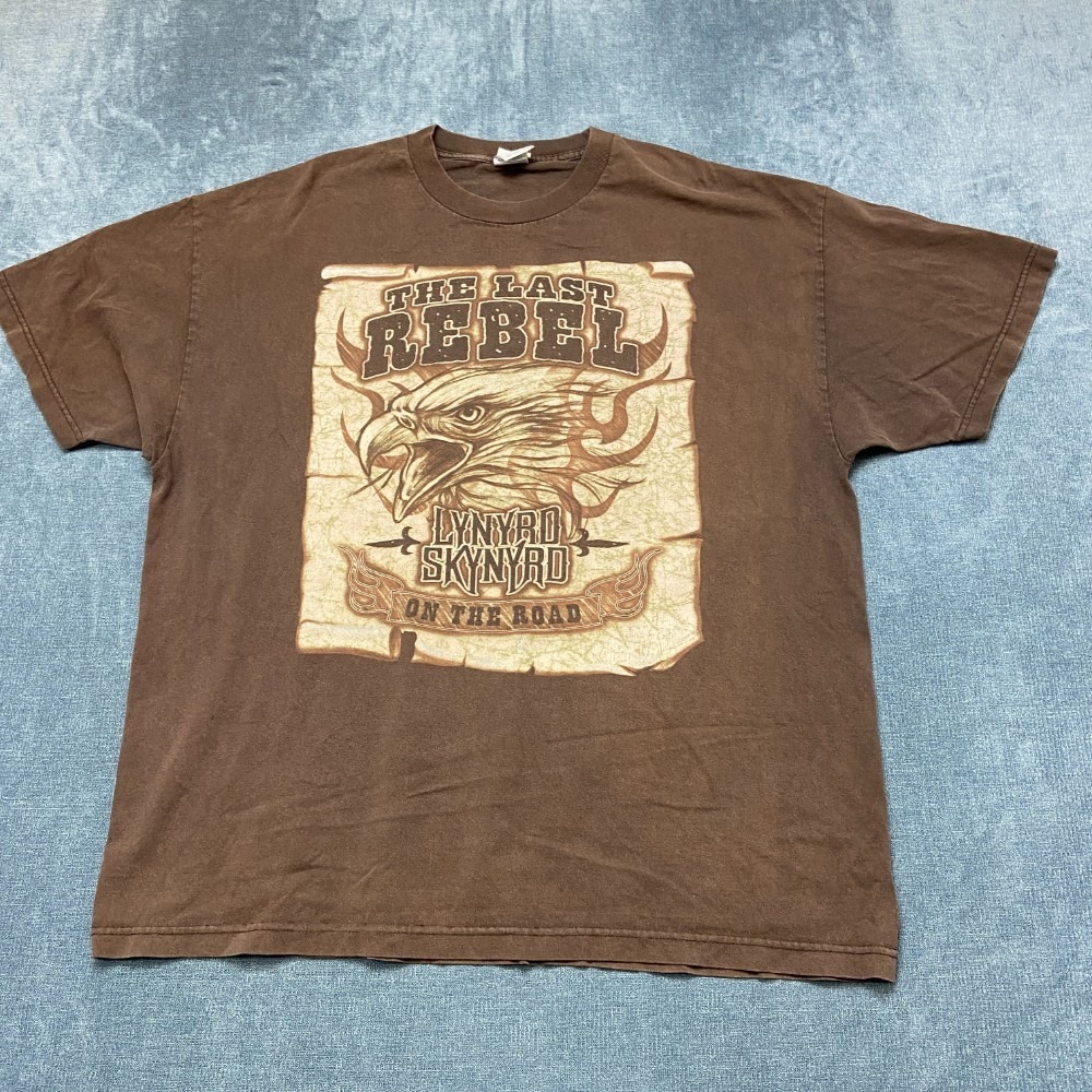 VTG AAA Lynyrd Skynyrd The Last Rebel T Shirt Mens 2XL Brown Graphic Print